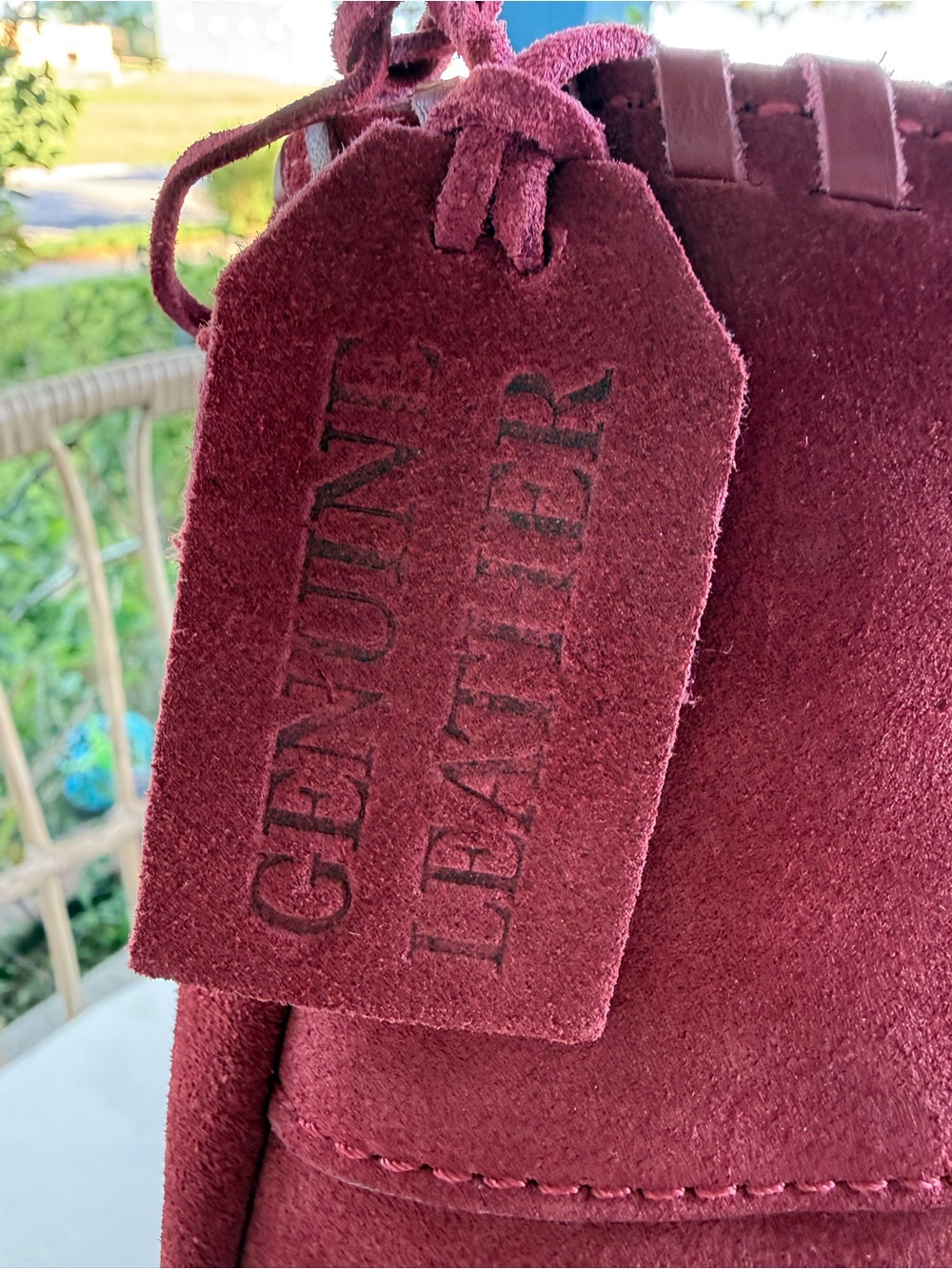 NWT Genuine Leather Burgundy Suede Shoulder Bag Hobo Tote - Picture 4 of 16
